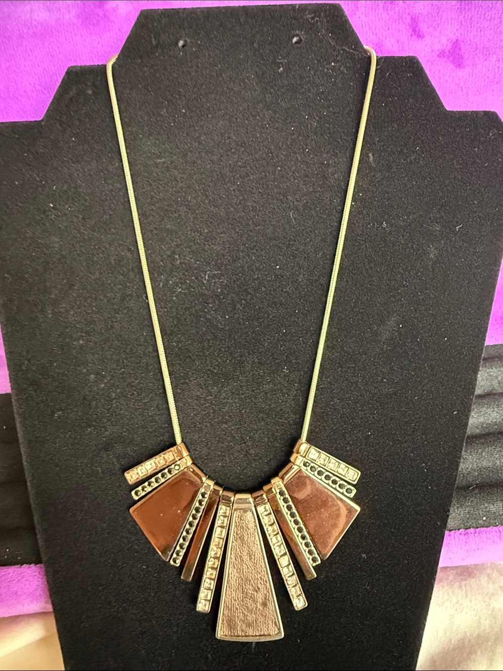 The Limited Gold-Tone Brown Accent Geometric Necklace